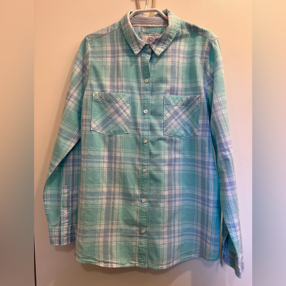 Kohl's Women's 100% Cotton Plaid Button Down Shirt